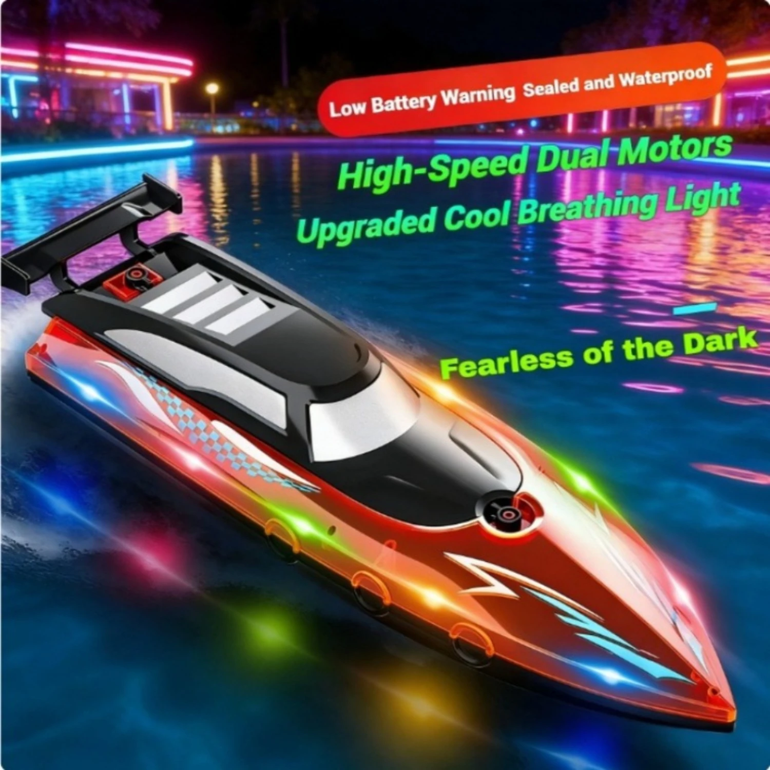 Bateau RC rapide 2.4GHz avec 2 batteries - Jouet étanche