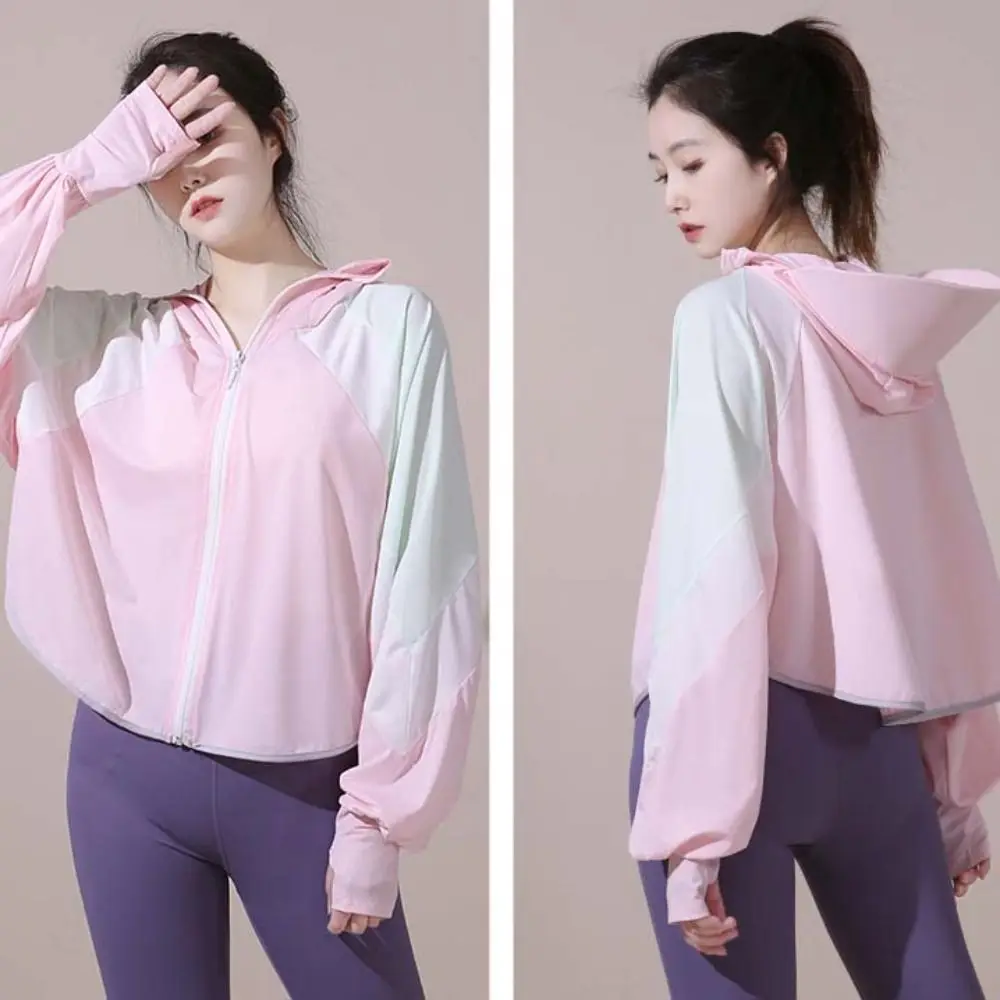 Fashion Sweatshirts Sunscreen Clothing Patchwork Long-sleeved Sunblock Clothing Thin Shawl Outdoor Sun Protection Coats Women