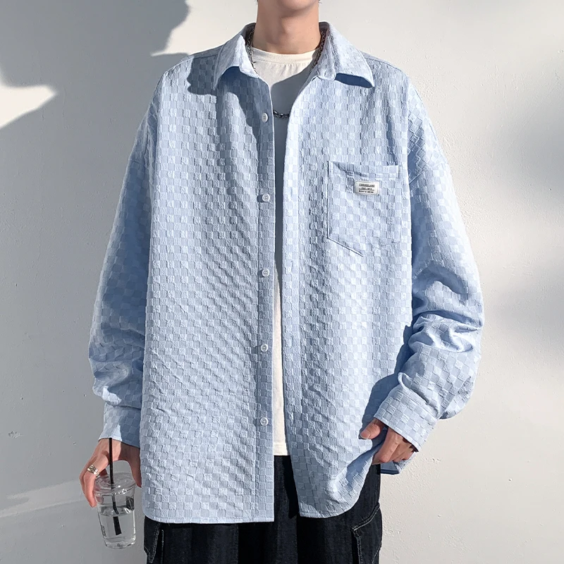 

LAPPSTER-Молодежные корейские модные рубашки в клетку с длинным рукавом винтажные черные Харадзюку блузки в японском стиле оверсайз белая рубашка на пуговицах