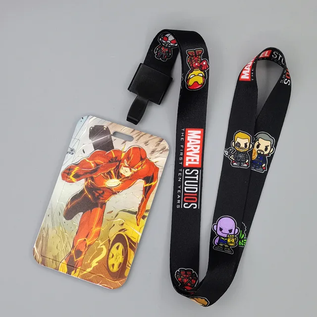 Marvel Movie Characters Card Cover Captain America Spiderman Super Heroes ABS Card Holder Student Campus Card Hanging Lanyard ID Xhmw15