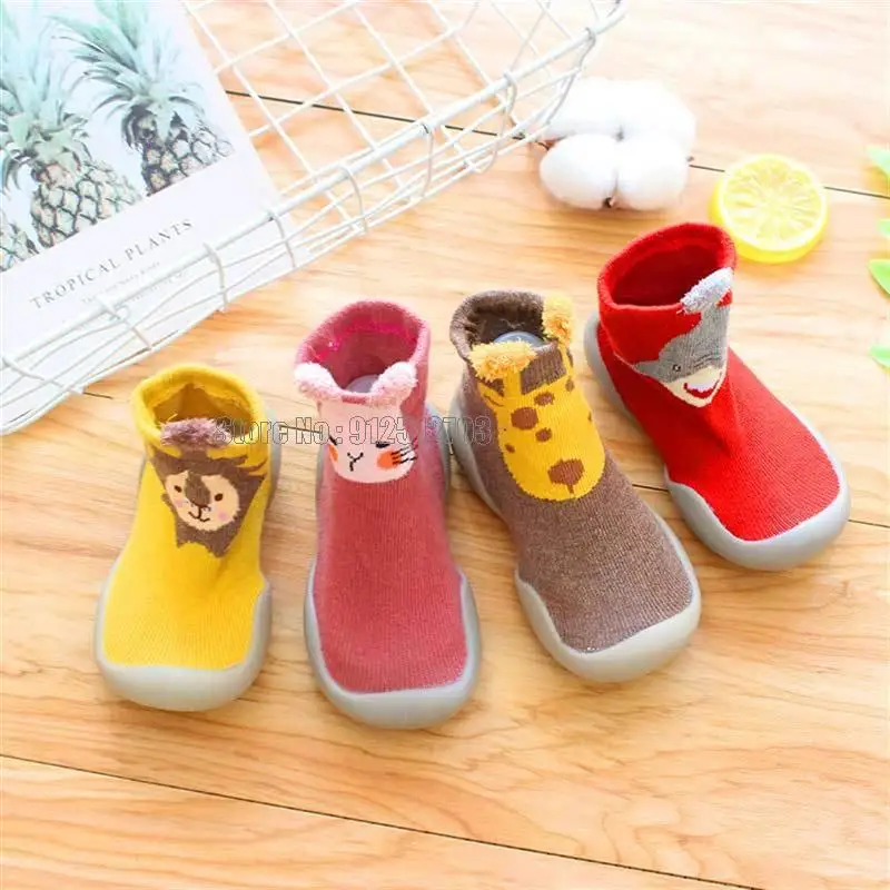 Spring Baby Toddler Non-slip Fox Tiger Thickening Shoes Sock Floor Shoes Foot Socks Animal Style Baby Sock