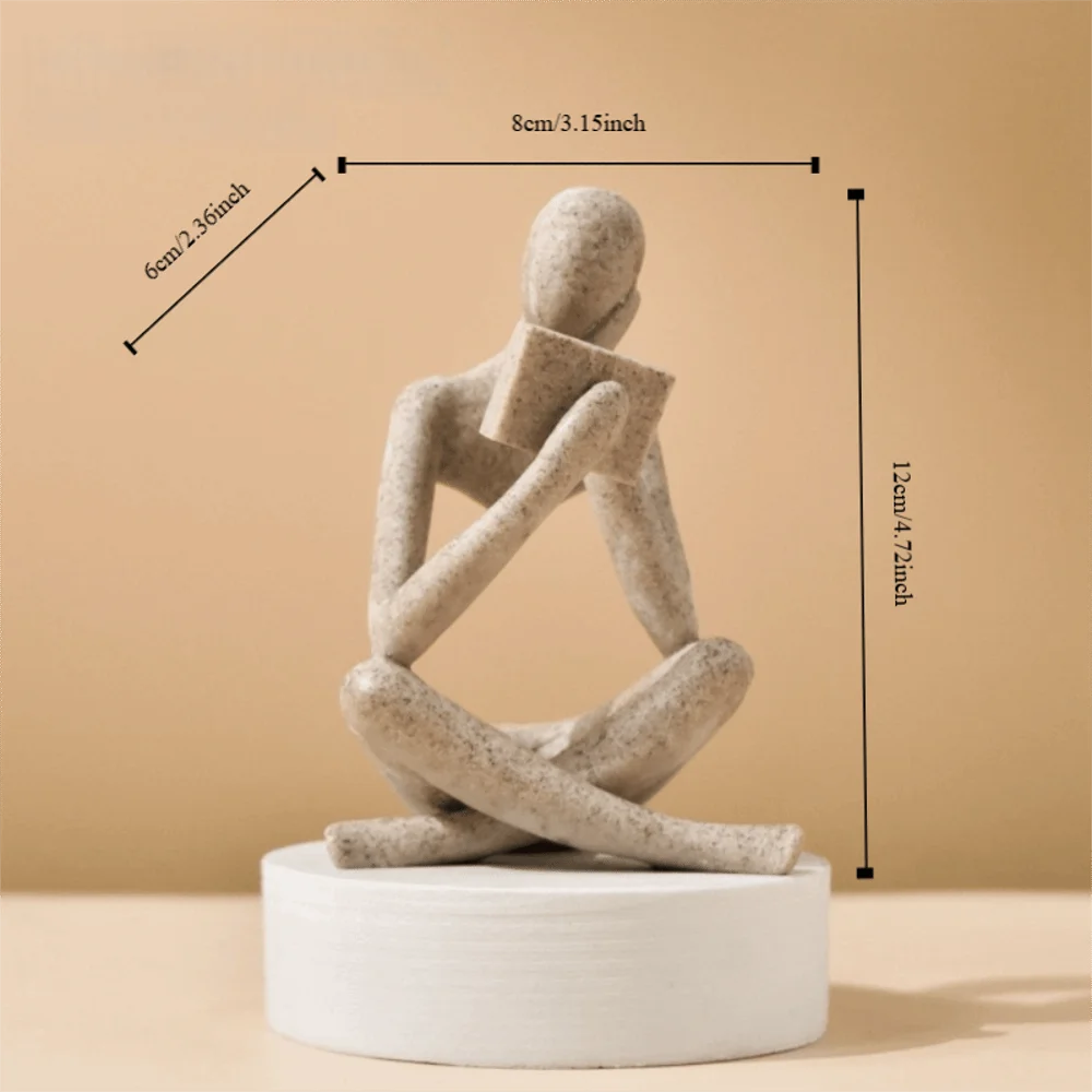 Black Abstract Thinker Statue - Modern Art Deco Resin Figurine for Home and Office Decor