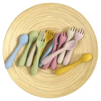 1PCS  Infant Soft Silicone Feeding Tableware For Toddler Kids Cartoon Cutlery Training Fork Spoon Set Baby Accessories 2