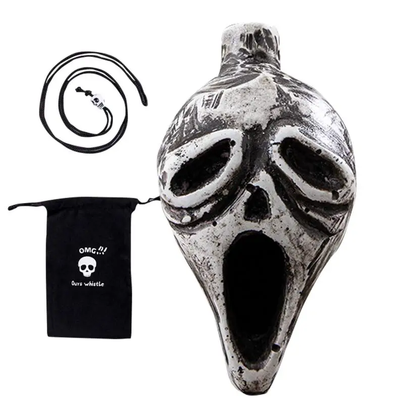Death Whistle Screaming Whistle Instrument Skull Retro Aztec Death Halloween props Loudest with Human Sounding Screams