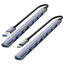 7포트 USB 허브 USB C USB 3.0 허브 7-in-1 타입 C 멀티포트 USB 스플리터 OTG 어댑터 맥북 프로 에어 PC 노트북용 USB 어댑터