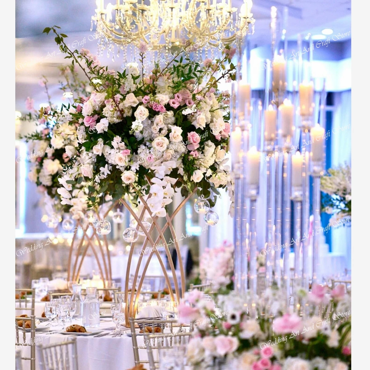 

10pcs）Centerpieces Table Decorations Flower Arrangement Stands Gold Pounded hammered Metal Flower Vases For Wedding Centerpieces
