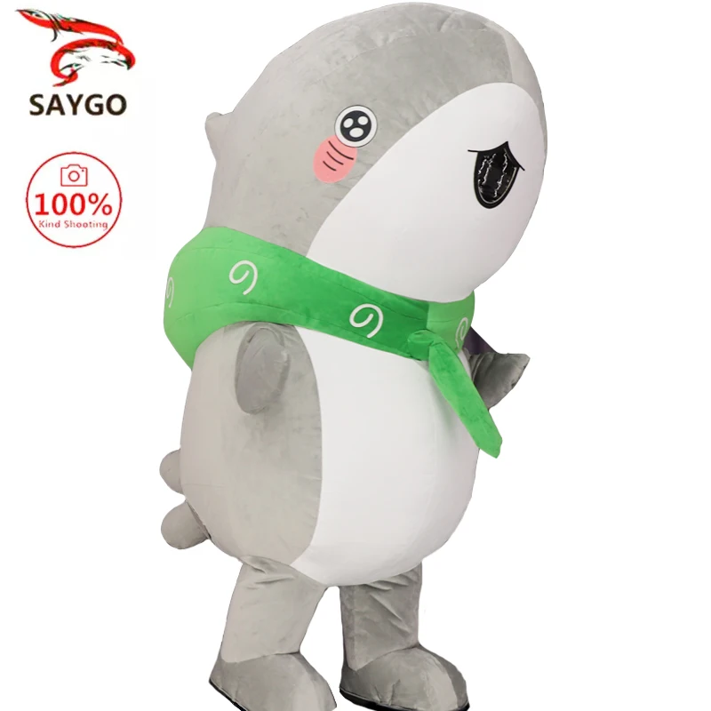 

SAYGO Inflatable Shark Mascot Costume Anime Halloween Cosplay Seafish Shark Mascot Fancy Suit Party Role Play for Adult kid