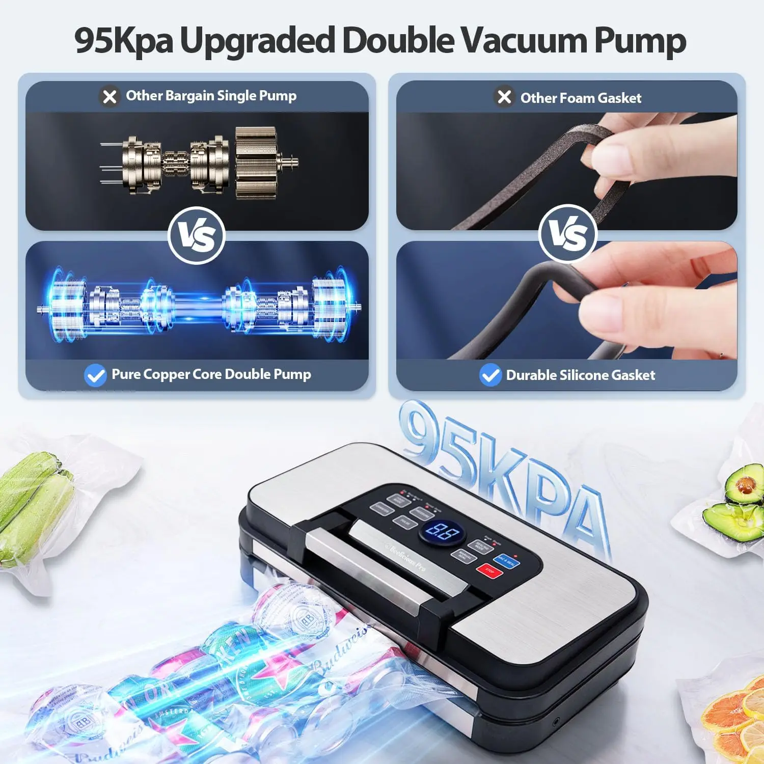 Precision Pro Vacuum Sealer, with 10-in-1 Functions, Easy-Lock Handle, Double Heat Seal & Double Pump, Vacuum Sea 5