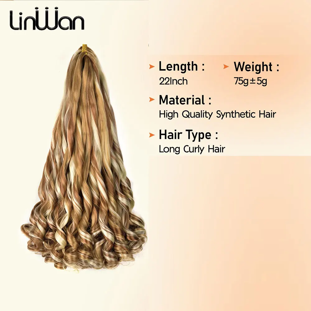 22inch Synthetic Loose Wave Crochet Hair French Curly Braiding Hair Extensions Pre Stretched Curly Crochet hair for Black Women 3
