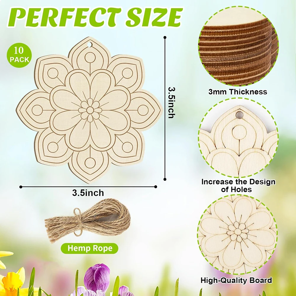 Wooden Flower Ornament Blanks 2