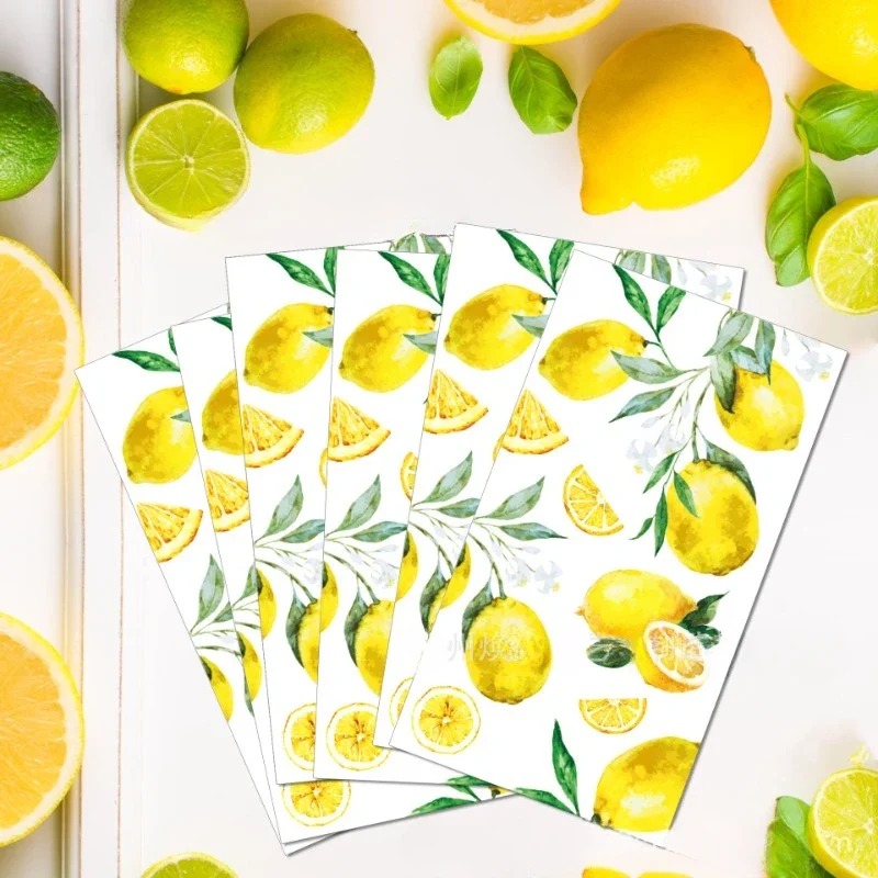 33*40cm 2-Ply Hawaiian Watercolor Lemon Fruit Printed Long Paper Napkin Party Festival Disposable Paper Placemat 20pcs/Pac