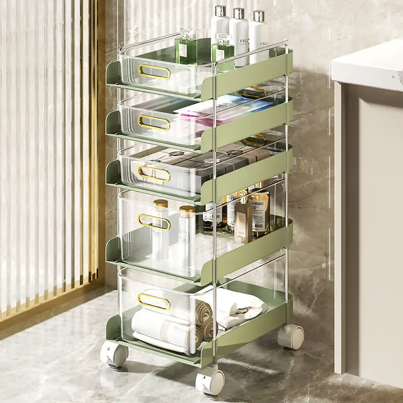 

Kitchen Storage Multi-Functional Small Cart Snacks Portable Household Kitchen Toilet Bathroom Multi-Layer Multifunctional Rack