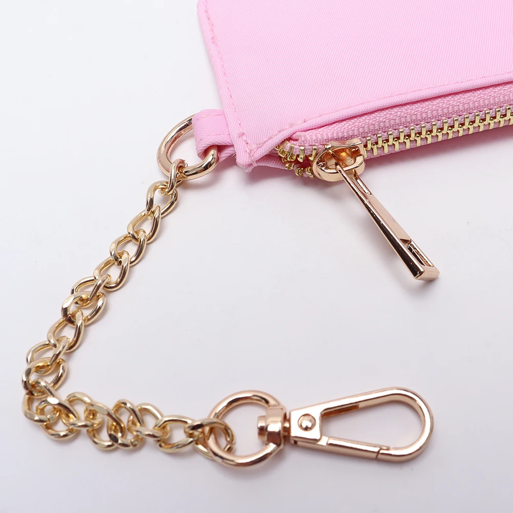 2024 Hot Selling Style Solid Color Nylon Waterproof Small Wallet Card Bag Coin Purse Key Chain Bags Accessories Holiday Gift 3