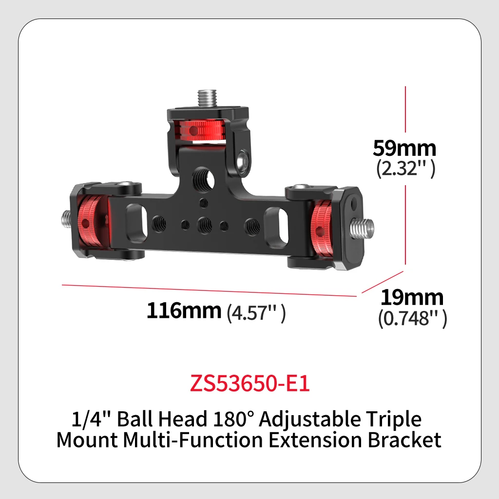 Aluminium-Dreifachmontageadapter 1/4 3/8 Zoll/ARRI-Gewinde 180 ° -360 ° Neigung für Action DSLR Kamera Telefon Stativ Verlängerung Halterung Halterung – Detail 13