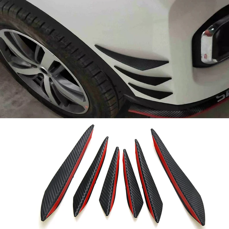 

6PCS Universal Car Styling Front Bumper Spoiler Small Envelop Wind Knife Carbon Fiber Wind Knife Refitted With Spoiler Front Bar