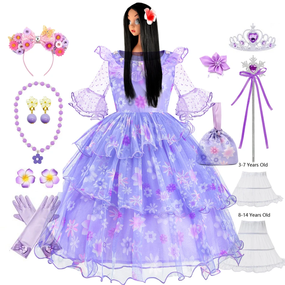 Encanto Costumes Cosplay Princess Dress Collana Con Ciondoli Per Ragazze Carnival Christmas Birthday Party Mirabel Dress