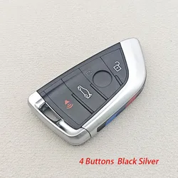 Premium Smart Car Key Shell Case - 3/4 Button Remote Fob Cover Replacement with Uncut Blade (4 Buttons Black)