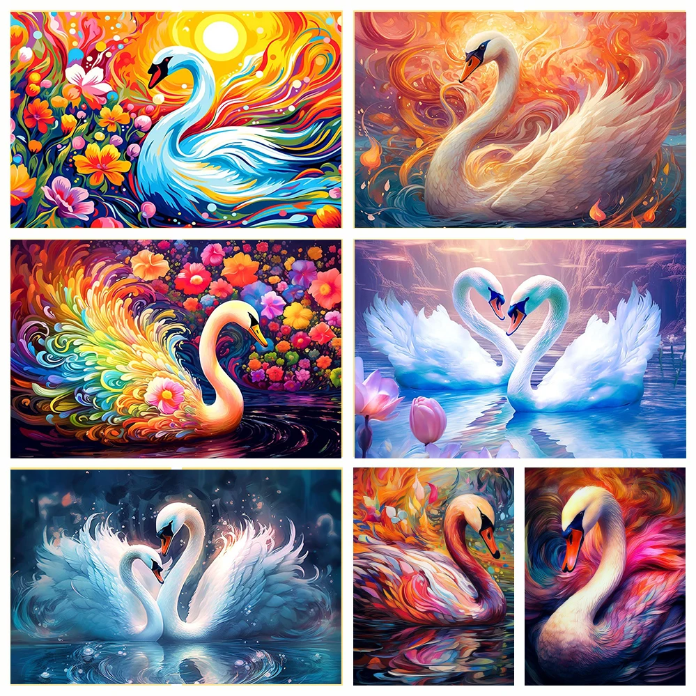 

AZQSD Все бриллианты вышивка лебедей Рисование продажа цветов мозаика ремесла Домашний декор