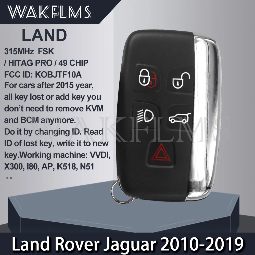 5Button Smat Car Key 315MHz FSK PCF7945P 49Chip FCC ID: KOBJTF10A For Land Rover Jaguar 2010- key case car key shell car remote key car key key shell