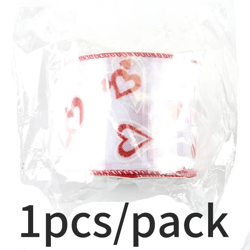 (6 Yards/pack) 63mm Valentine's Day Ribbon Peach Heart Wire Edge Ribbon Holiday Party Gift Box Decoration Atmosphere Photo DIY