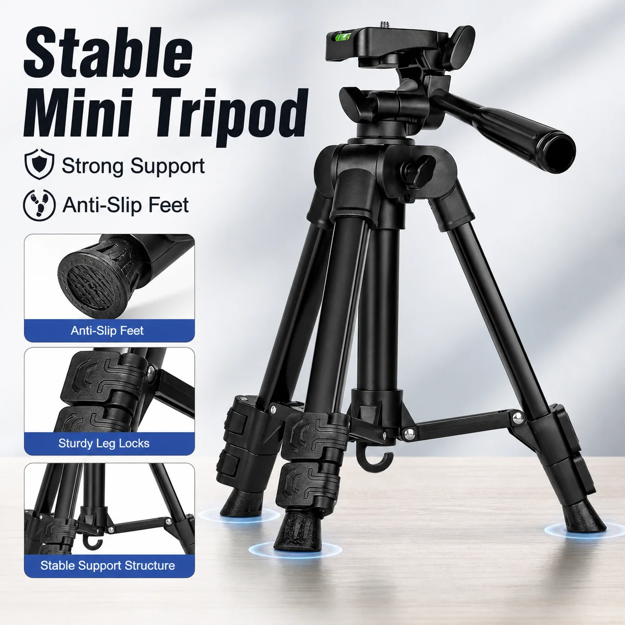 Compact Desktop Tripod Stand for Vlogging and Live Streaming