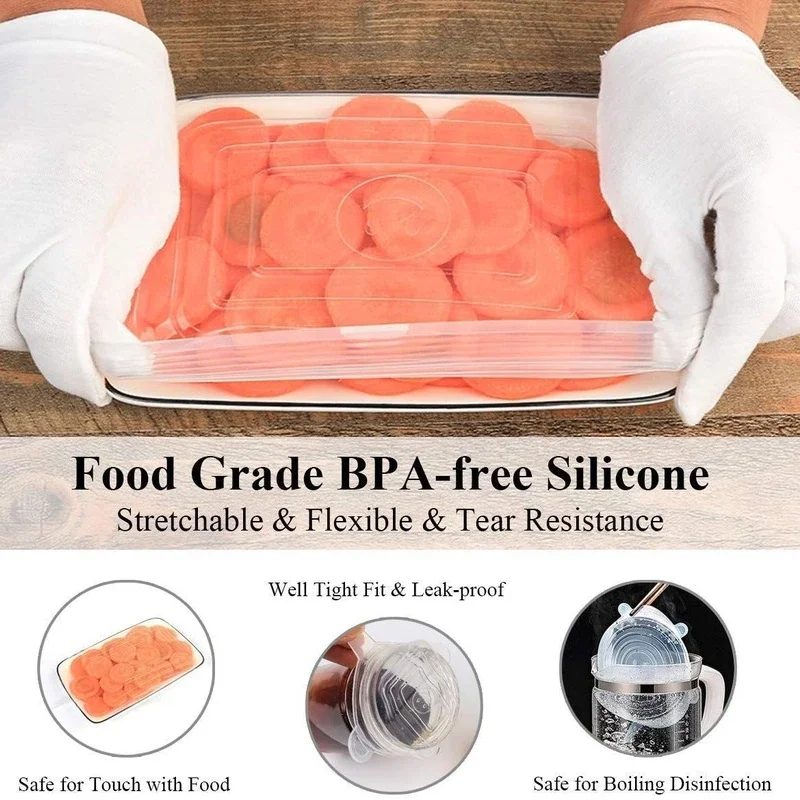 Silicone Stretch Lids 5Pcs for Food Storage food cover fresh keeping cover preservation cover bowl cover