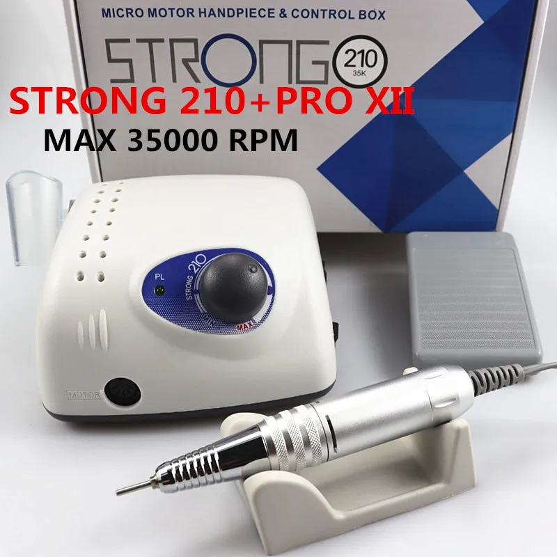 Strong 210 PRO XII Nail Drill 65W 35000 Machine Cutters Manicure Electric Nail Drill Milling Manicure Machine Polish Nail File 3