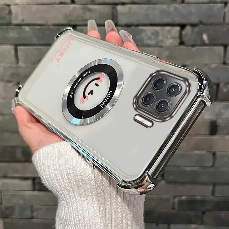 Transparent Smile Face Magnetic Phone Case - Airbag Anti-Knock Cover