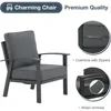 Modern Outdoor Patio Furniture Set, 4-Piece Aluminum Conversation Set, Loveseat, Coffee Table, Includes Cushion, Backyard 4