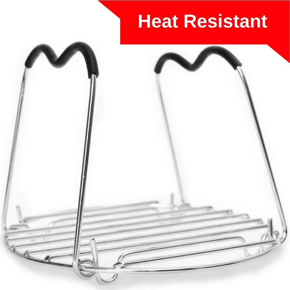 Rack Sottopentola Per Instant Pot 6/8 Qt Con Manici In Silicone – Acciaio Inox 304, Pieghevole, Per Cuocere A Vapore Pollo, Verdure, Uova E Cheesecake
