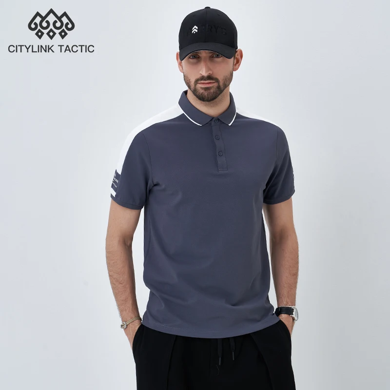 

Мужская хлопковая рубашка-поло с коротким рукавом и принтом