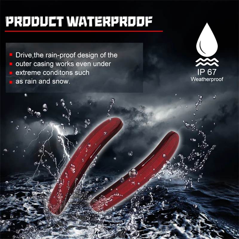 Red Lens Rear Bumper Reflector Lights (Left & Right)