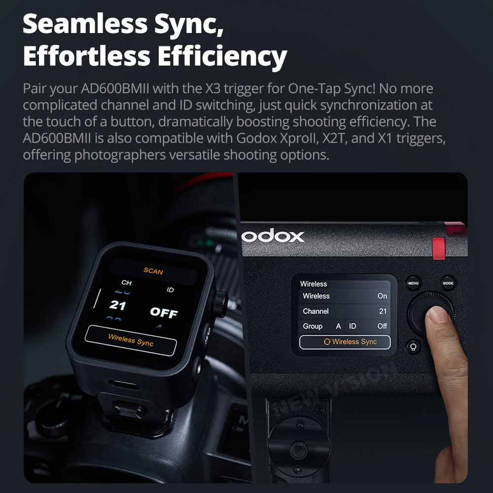 고독스 AD600BM II 고독스 AD600BMII 스트로브 플래시 600Ws 야외 플래시, 0.01-1.9초 재사용, 원터치 동기화, GN87 40W 모델링 램프