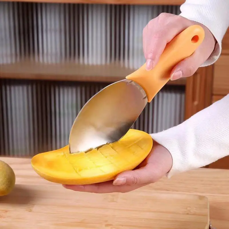 

Mango Slicer Pulp Separator Fruit Spoon Cutter Multifunctional Water Melon Cutter Divider Splitter Cuber Fruit Diced Tool