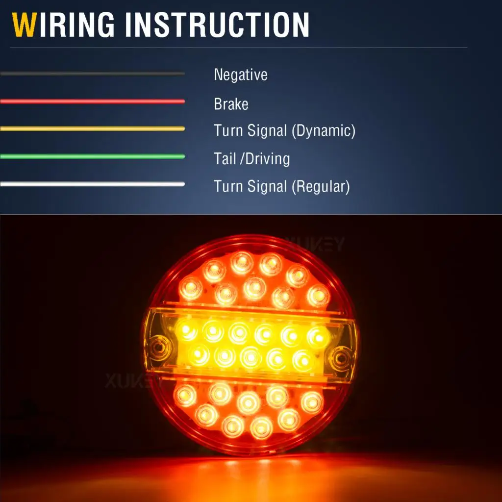 Trailer Tail Light 29 LED Round Hamburger Brake Light Waterproof Truck Rear Lights Stop Indicator Lamp 12V 24V Lorry Caravan Van led tail lights