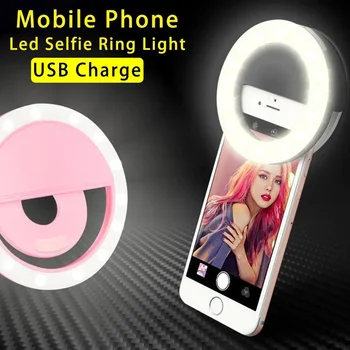 Ringlight Selfie Light Clip On Light per iPhone Samsung POCO Phone Light Ring Video Foto Lampada Torcia Retroilluminazione Carica USB