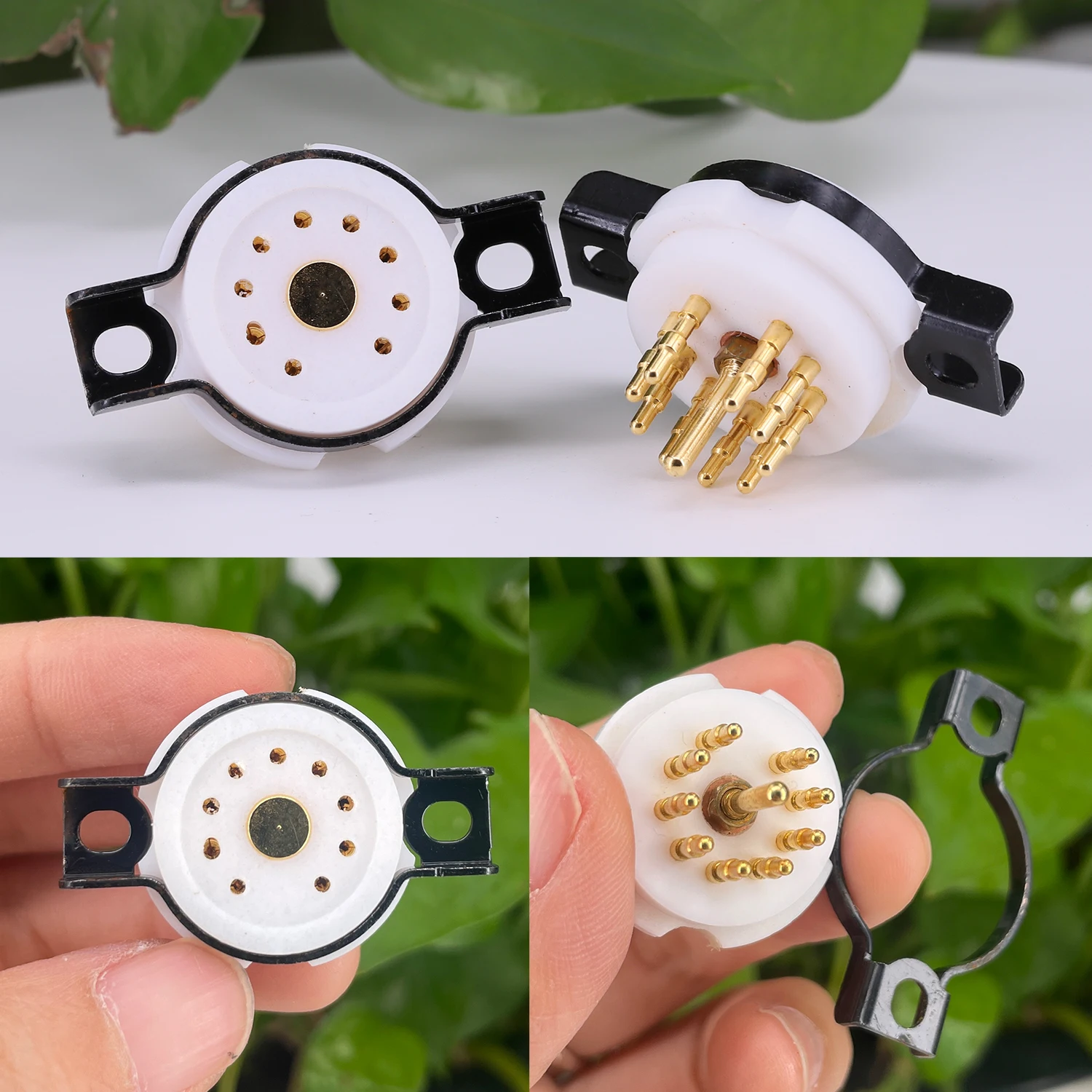 1pc EIZZ 9pin Tube Socket Base For 12AX7 ECC82 ECC83 12AU7 12AT7 ECC88 6922 Electron Tube Gold Plated Pins Hifi Audio AMP