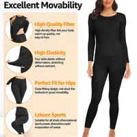 Ensembles de sous-vêtements thermiques pour femmes, caleçons longs avec doublure en polyester, chaleur d'hiver pour le ski et l'humidité froide 4