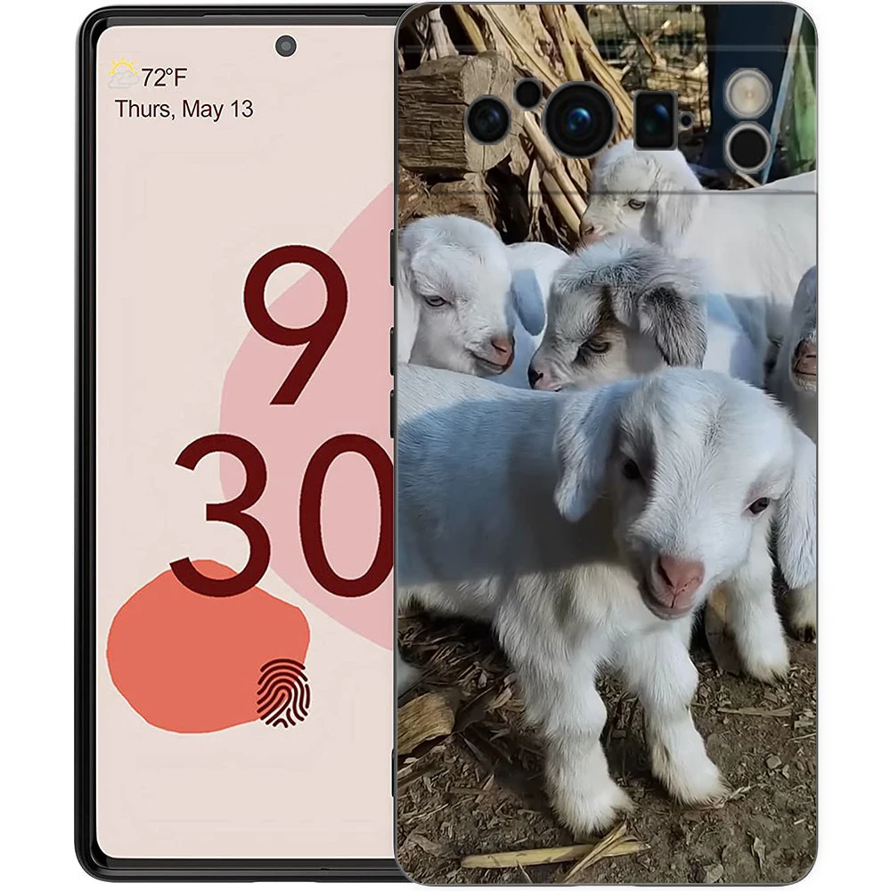 Adorable Cartoon Goat Shockproof Phone Case - Soft Black TPU Cover