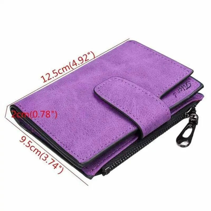 Fashion Women Scrub Wallet Leather Zip Hasp Coin Purse Clutch Handbag Small Mini Card Holder Black Pink Blue Red Purple Brown 6