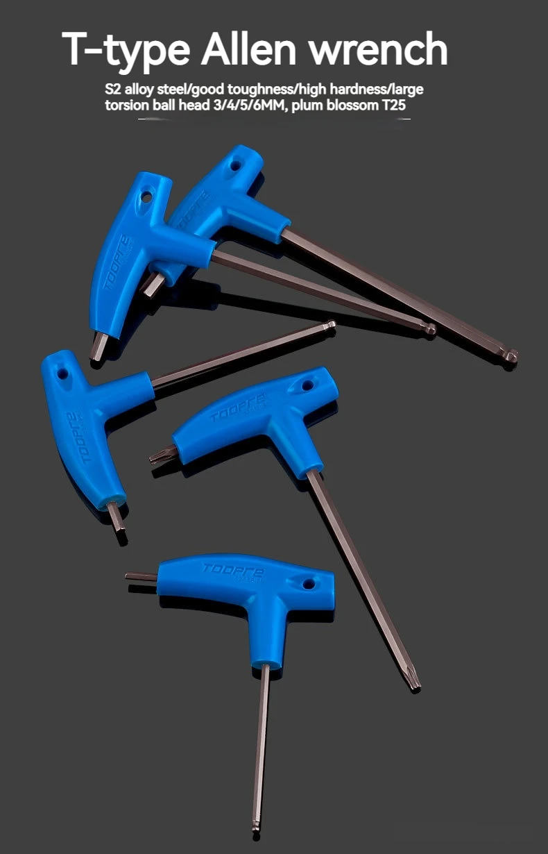 T25 3/4/5/6MM Fahrrad Inbusschlüssel T-Förmigen Erweiterten Kunststoff Griff Mit Doppel Enden fahrrad Multifunktionale Reparatur Werkzeuge – Detail 1