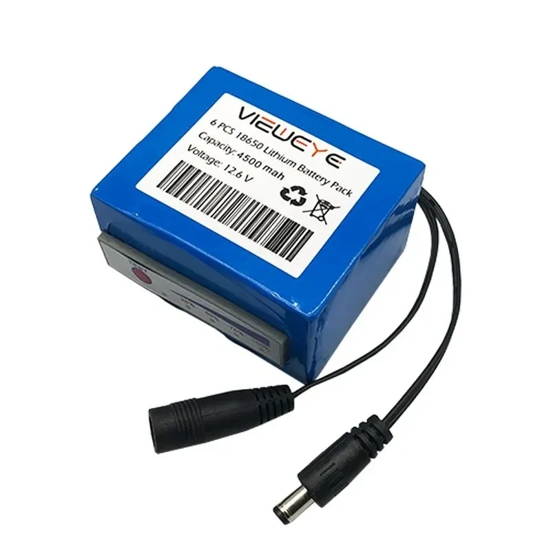 Gratis Verzending Nieuwe 11.1V/12.6V 18650 Lithium Batterij 3S 2P 12V 4500 Mach Onderwater Visserskamer Detector Draagbare Power Indicator