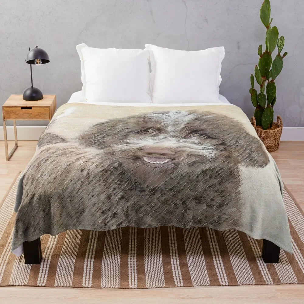 Lagotto Romagnolo Painting - Cute Original Dog Art Throw Coperta Extra Large Throw Single Sofa Coperte