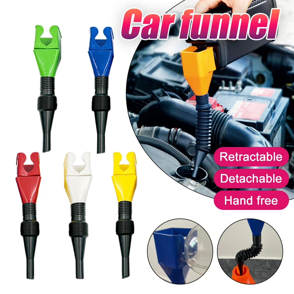 Car Motorcycle Refueling Funnel Flexible Draining Tool Snap Funnel Folding Hands-free Gasoline Engine Oil Funnel