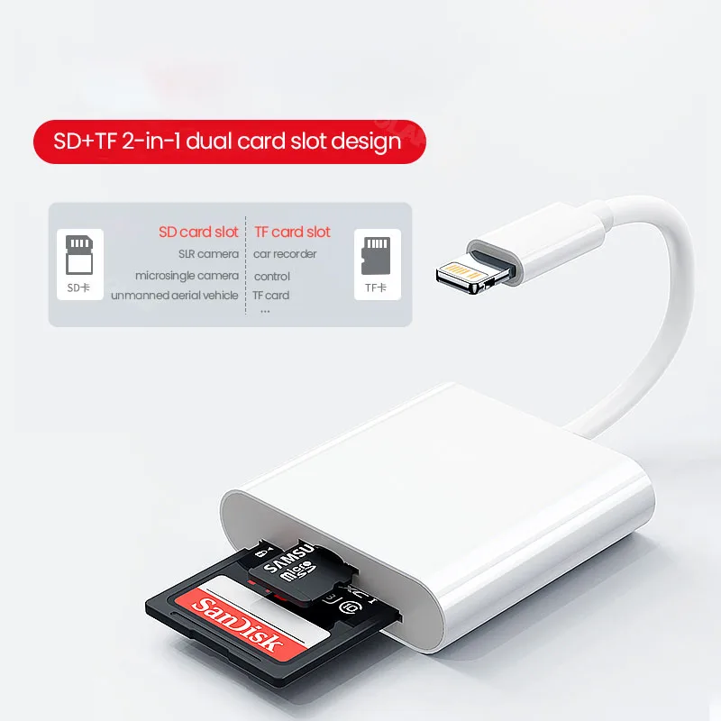 OTG 유형 C 카드 판독기 번개 USB OTG 변환기 어댑터 iPhone iPad 4 In 1 USB 플래시 드라이브 카메라 SD TF 카드 판독기