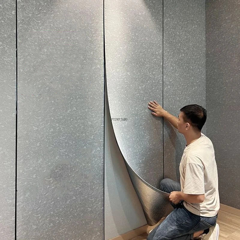 Cement Pattern Wall Cloth Self-Adhesive Wallpaper House Renovation Wall Stickers Moisture-Proof Aluminum Foil Base Panels wall covering wallpaper