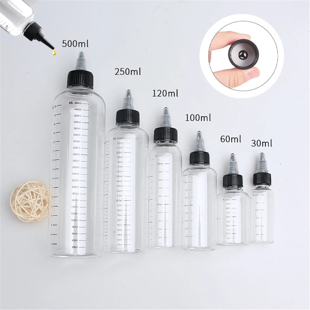 

30ml/60ml/100ml/120ml/250ml Plastic Refillable Bottle PET Oil Liquid Dropper Bottles Twist Top Cap Tattoo Pigment Ink Containers