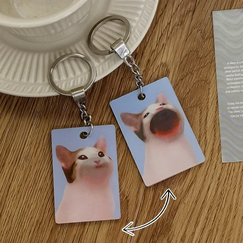 Personalized Cartoon Cat Acrylic Keychain Customize Anime Clear Cat Open Mouth Key Chain Gift Bags Pendant KeyRings Kids Gifts j590b transparent acrylic board black super clear high quality 15 15cm square plastic sheets sale at a loss usa canada