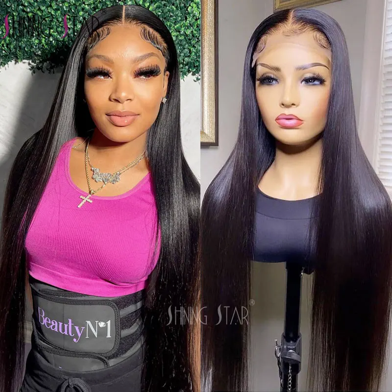 

34 Inch Straight Lace Front Wig 13x4 Human Hair Wigs For Women Peruvian Human Hair Remy Transparent HD 13x6 Lace Frontal Wigs