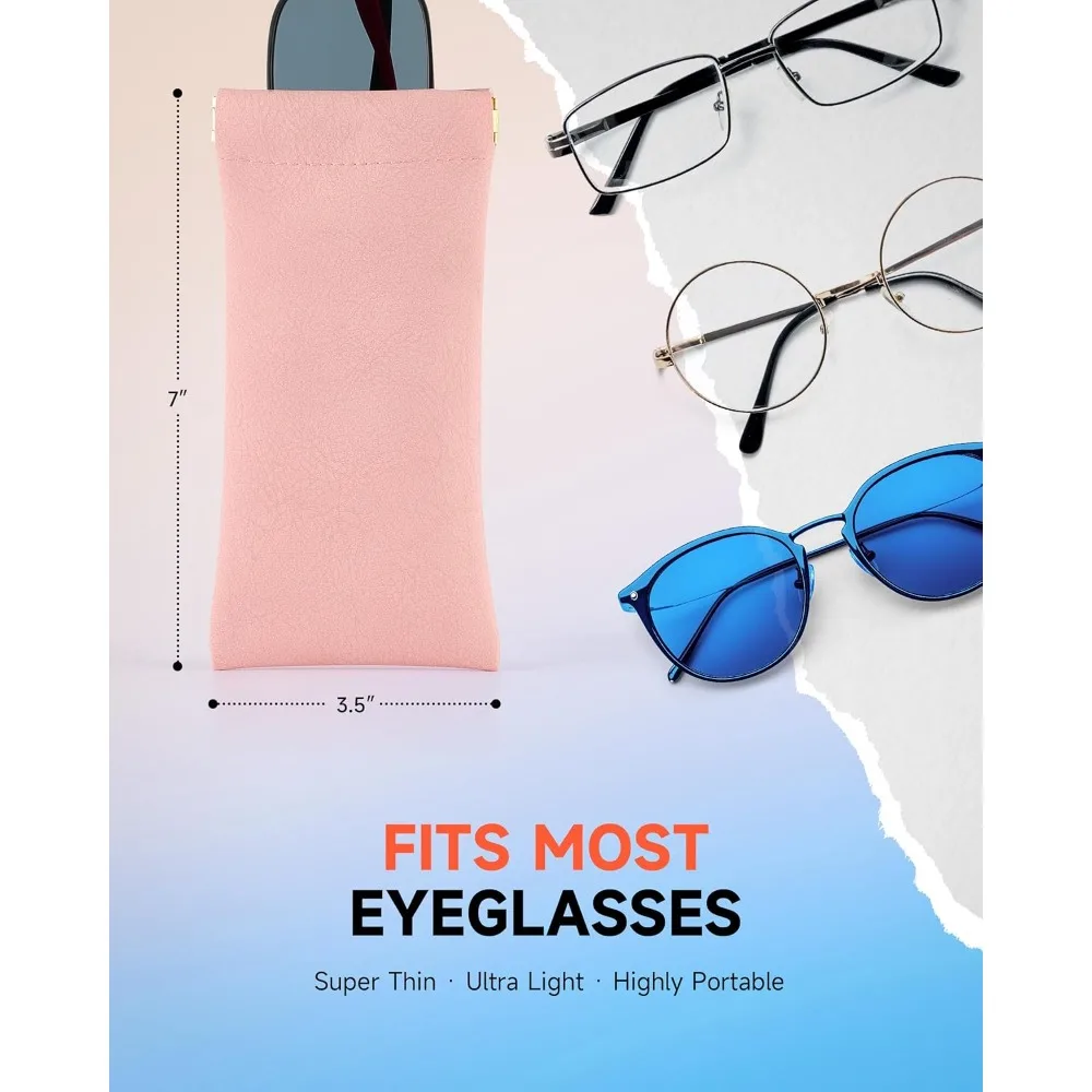 Ultra Lightweight Squeeze Top Eyeglass Case with Cleaning Cloth, Portable Soft Sunglasses Case for Men and Women